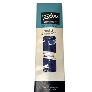 Vintage Talon Zipper Nylon Coil 12 inch Purple Zephyr Deadstock